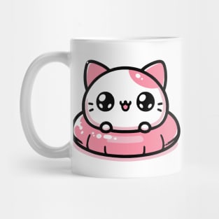 Kawaii Cat on a Pool Float Mug